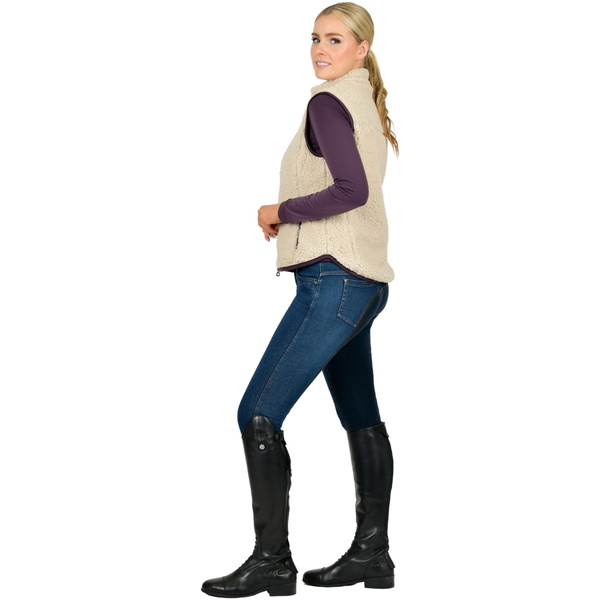 Dublin Thea Teddy Vest 1024229 - Natural Fur / Plum Perfect Trim